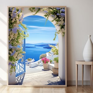 Impresión artística de Santorini Dreams / Póster mediterráneo