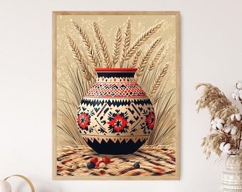Ukrainian Folk Pottery Painting, Pysanka Patterns and Rushnyk