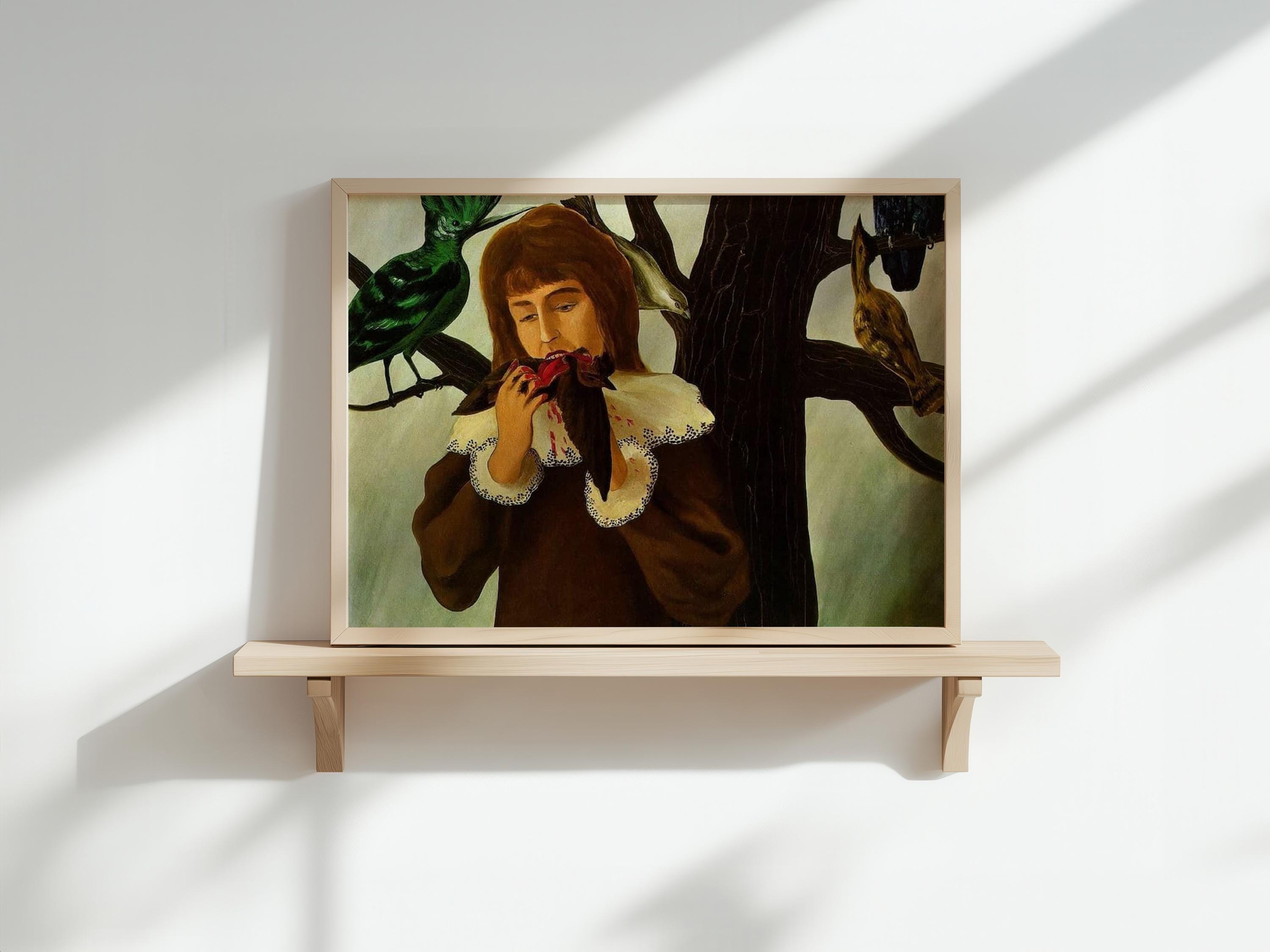 magritte中古美品★GMKtec 第12世代 Intel N95 Young Girl Eating a Bird, 1927 by Rene Magritte, Fine Art Print - Etsy