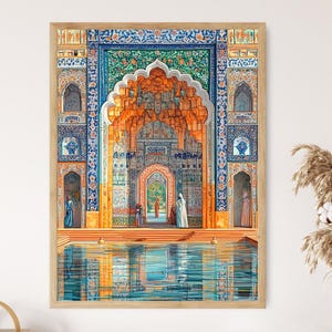 Mughal Miniature Art Print - Royal Indian Heritage Painting, Traditional Wall Decor, Vintage Style Indian Artwork Gift