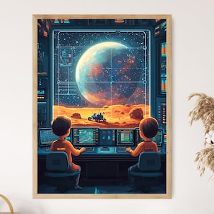 Space Spacer Mission Illustration, Kids in STEM, Astronomie Wissenschaft Poster