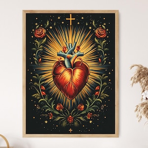 Anatomical Heart Milagro Illustration, Folk Love and Healing Art