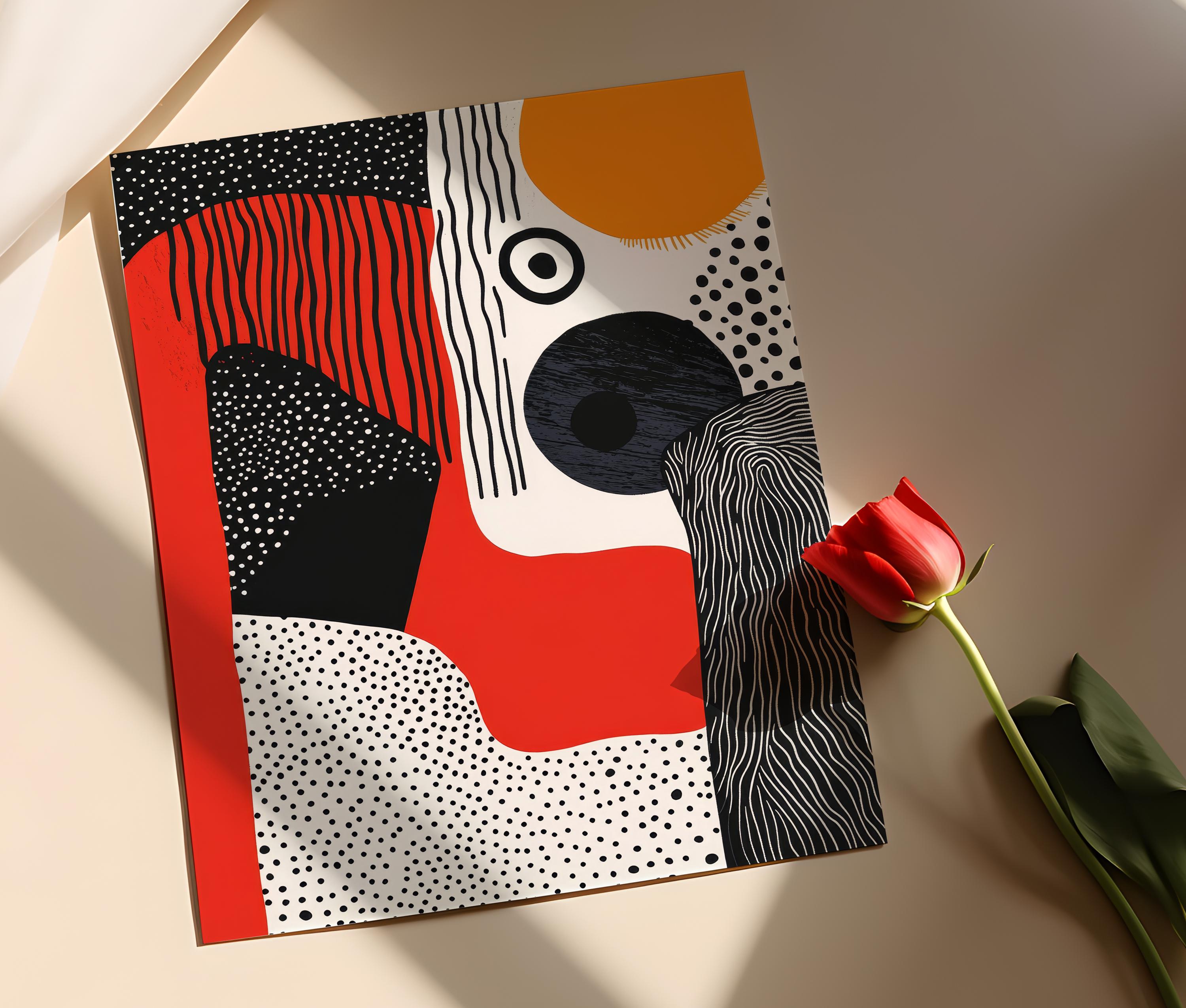 Marimekko Abstract Wall Art Illustration, Finnish Modern Design