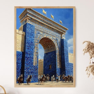 Ischtar-Tor Babylonischer Kunstdruck, kultige blaue Ziegelsteine und Fabelwesen