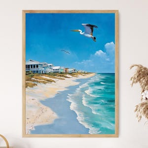 Gulf Shores Alabama Art Print, Sandy Beach and Beach Houses