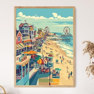 Ocean City Maryland Kunstdruck, Boardwalk und Vergnügungspark