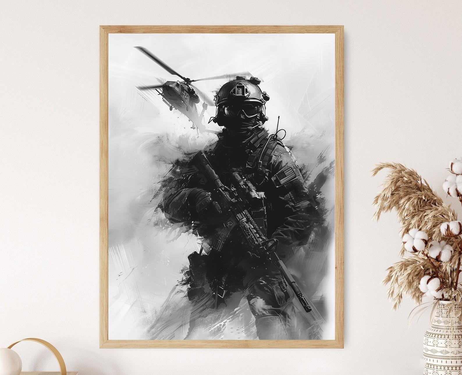 US Navy Seal Poster, Stunning Military Artwork, Black Hawk Helicopter