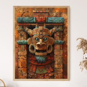 Aztec Temple Artwork, Historical Print, Cultural Home Decoration, Unique Anniversary Gift