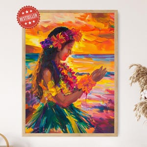 Hawaiian Hula Dancer Art Print, Vibrant Tropical Wall Decor, Perfect for Home Accent, Unique Housewarming Gift