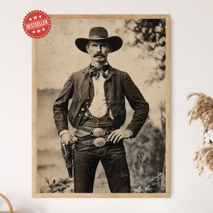 Lámina artística de vaquero de Wyatt Earp, estilo antiguo del Oeste americano