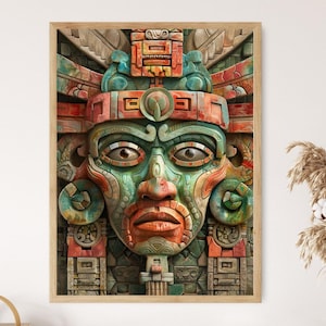 Stampa dell&#39;eredità azteca, autentica arte indigena, decorazione di apprezzamento culturale, regalo ispirato al patrimonio