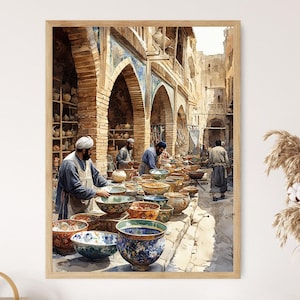 Iranian Pottery Workshop Art Print, Craftsmanship in Action