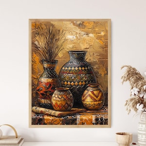 Impression d&#39;art de poterie africaine, conception en céramique culturelle riche