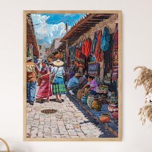 Mexican Market Vibrant Art Print, Enchanting Street Scene Wall Decor, Perfect Housewarming Gift Idea
