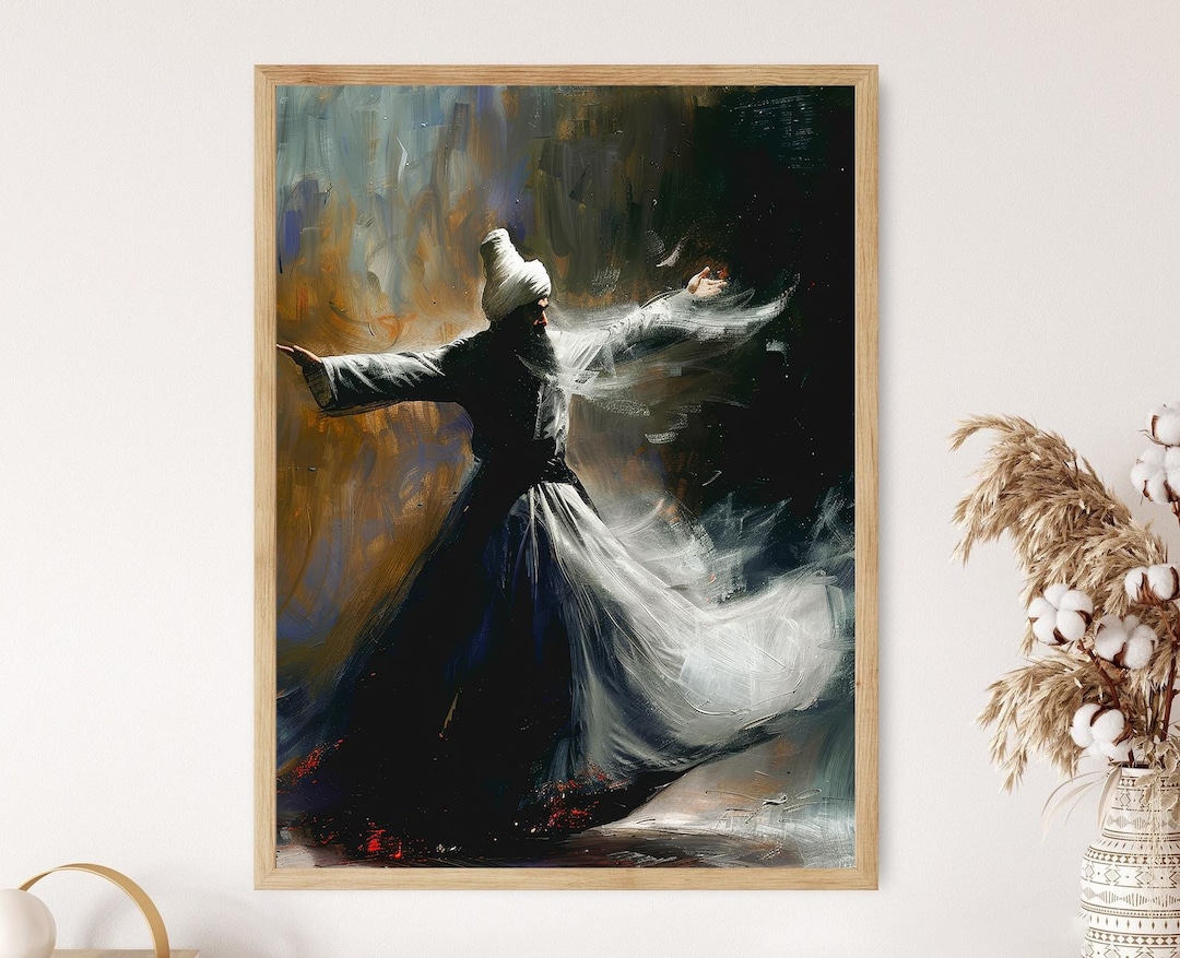 Turkish Muslim Sufi Whirling Dervish Rumi Mevlana Canvas Print Islamic Art 35 x 50cm B12753 main image 1