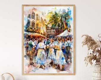 Impresión artística de la celebración del Oktoberfest, festival alemán de la cerveza de Múnich