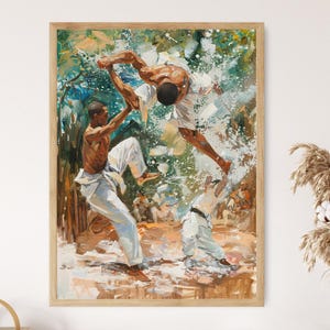 Arte murale del movimento di Capoeira, stampa di danza brasiliana, arredamento per ufficio, regalo perfetto per artisti marziali
