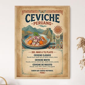 Peruansk ceviche vintage mataffisch: Klassisk, Mixto, Rocoto stilar