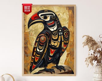 Haida Raven Totem Print: Indigenous Pacific Northwest Art