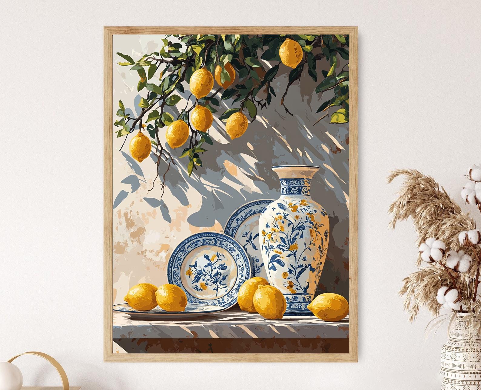 Lemon Majolica Pottery Print: Italian Mediterranean Wall Art - Etsy