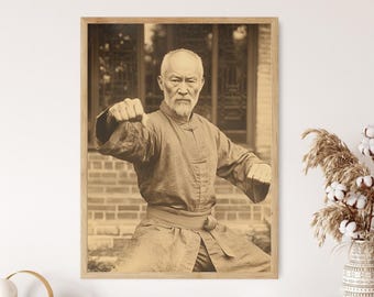 Vintage Wing Chun Poster: Cantonese Kung Fu Master, Shaolin School Art Print