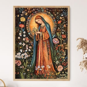 Medieval Saint Art Print, Hildegard of Bingen Inspired Illustration, Spiritual Decor&quot;