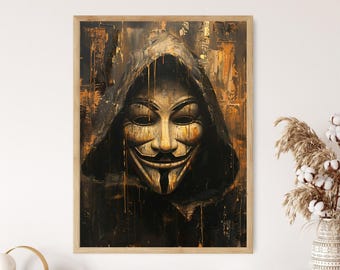 Stampa artistica con maschera anonima: Cyber Rebellion, decorazione per combattenti per la libertà