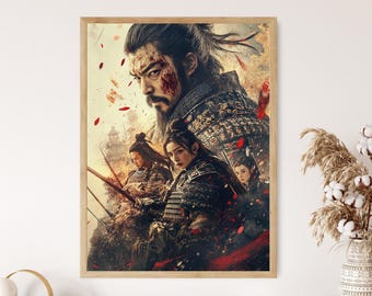 Wydruk Shogun Samurai, Sztuka historii Japonii, Dekoracja tradycyjnego wojownika