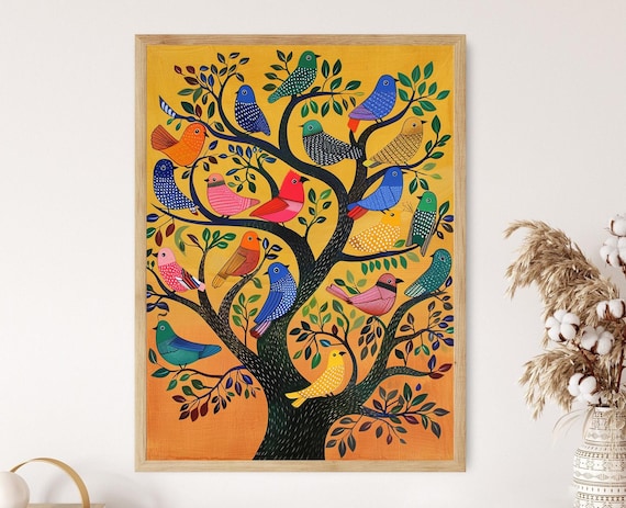 インド/フォークアート/ハザリバーグ画/インド民俗画/ インド/フォークアート/ハザリバーグ画/インド民俗画/ 美術品