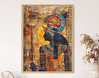 Ancient Egyptian Mural Print - Luxurious Pharaoh Art - Classic Study Decor - Scholar's Gift
