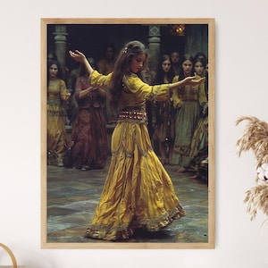 Exquisita impresión de danza del vientre otomana, auténtico arte mural cultural, regalo perfecto para los amantes de la danza.