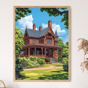 Mark Twain House Art Print, Hartford Connecticut Landmark