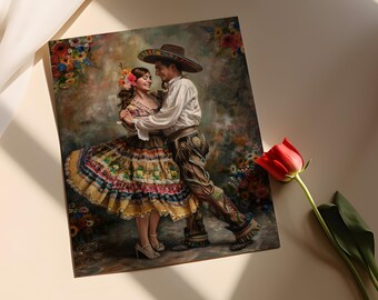 Jarabe Tapatío Dance Print, Romantic Mexican Art, Handcrafted - Etsy