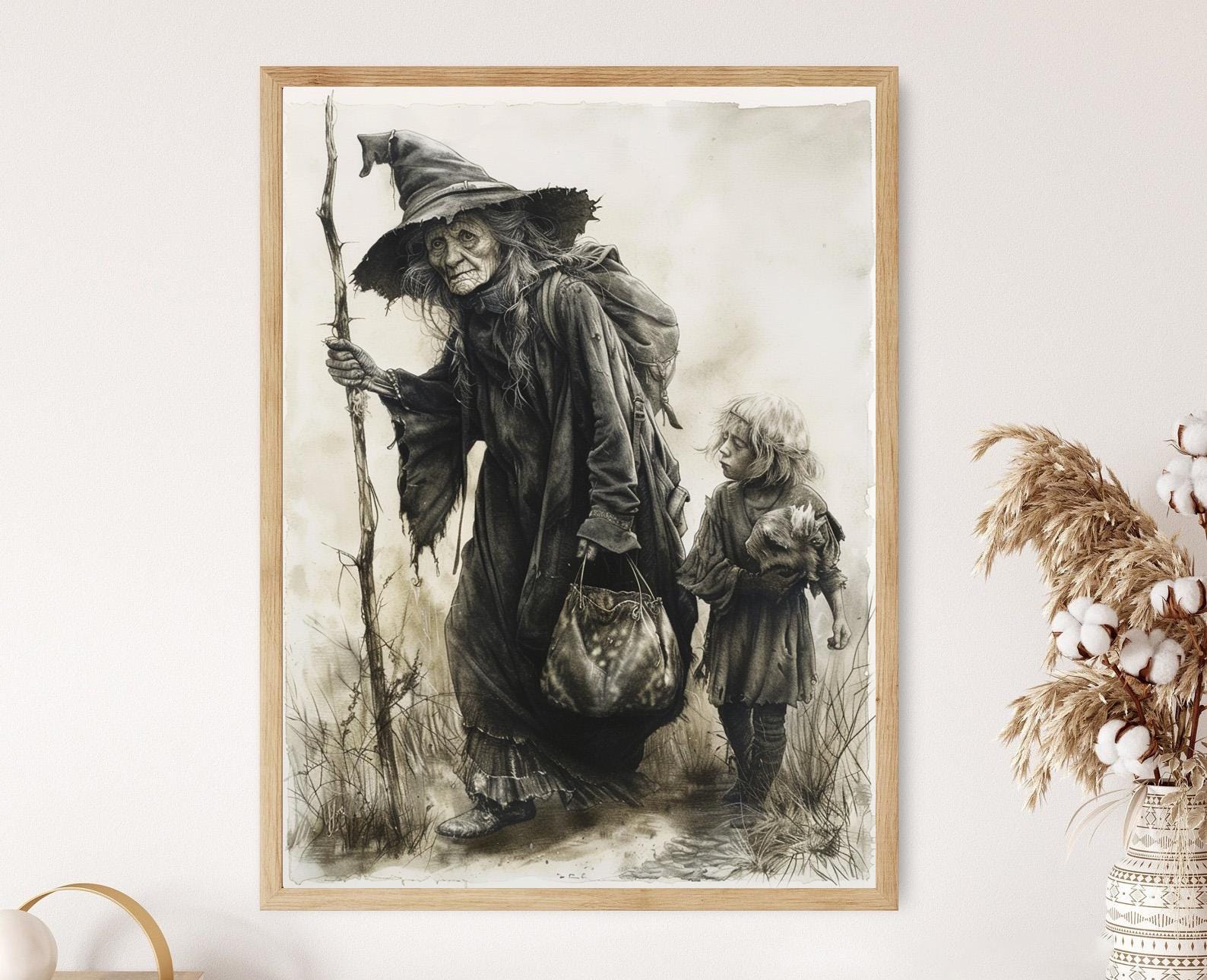 Enchanted Baba Yaga Poster - Vibrant Witch of the Woods Artwork - Home Accent - Mythology Lover's Gift