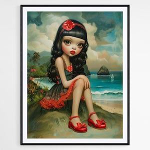 Impresión de arte de muñeca hawaiana - Decoración de pared vibrante inspirada en la isla, perfecto para la guardería o el hogar, regalo único de inauguración de la casa