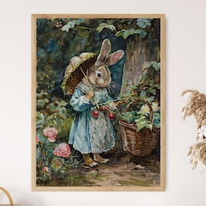 Sztuka ścienna inspirowana Piotrusiem Królikiem, wystrój pokoju dziecięcego Beatrix Potter, zachwycający prezent powitalny dla noworodka