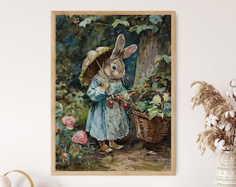 Arte de parede inspirada em Peter Rabbit, decoração para quarto de bebê inspirada em Beatrix Potter, encantador presente de boas-vindas para recém-nascido