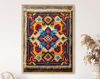 Huichol Perlenarbeit Kunstdruck: Mexikanische Kulturelle Dekoration, Geometrisches Ornament