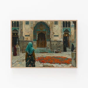 Museum-Quality Osman Hamdi Bey Piece, Turkish Artist Inspired Artwork, Opulent Foyer Display, Esteemed Anniversary Gift