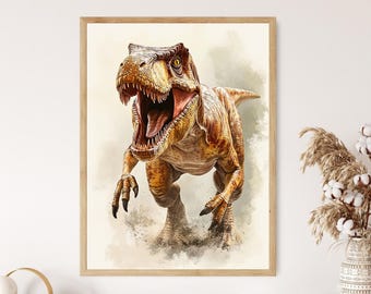 ティラノサウルス・レックスの古生物アートプリント（9×12インチ