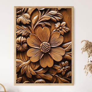 Bosnian Woodwork Art Print, Hand-Carved Floral Motifs, Traditional Patterns