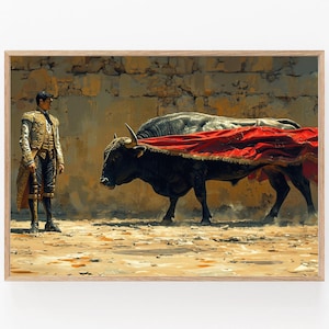 Matador and Bull Spanish Art Print, Traditional Bullfighting