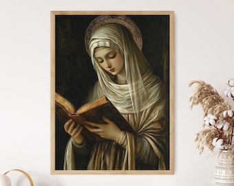 Saint Catherine of Siena Portrait, Catholic Saint, Religious Devotional Art Print