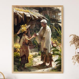 Scena z filipińskiej wioski | Mano Po Gesture Art Print | Filipińska tradycja