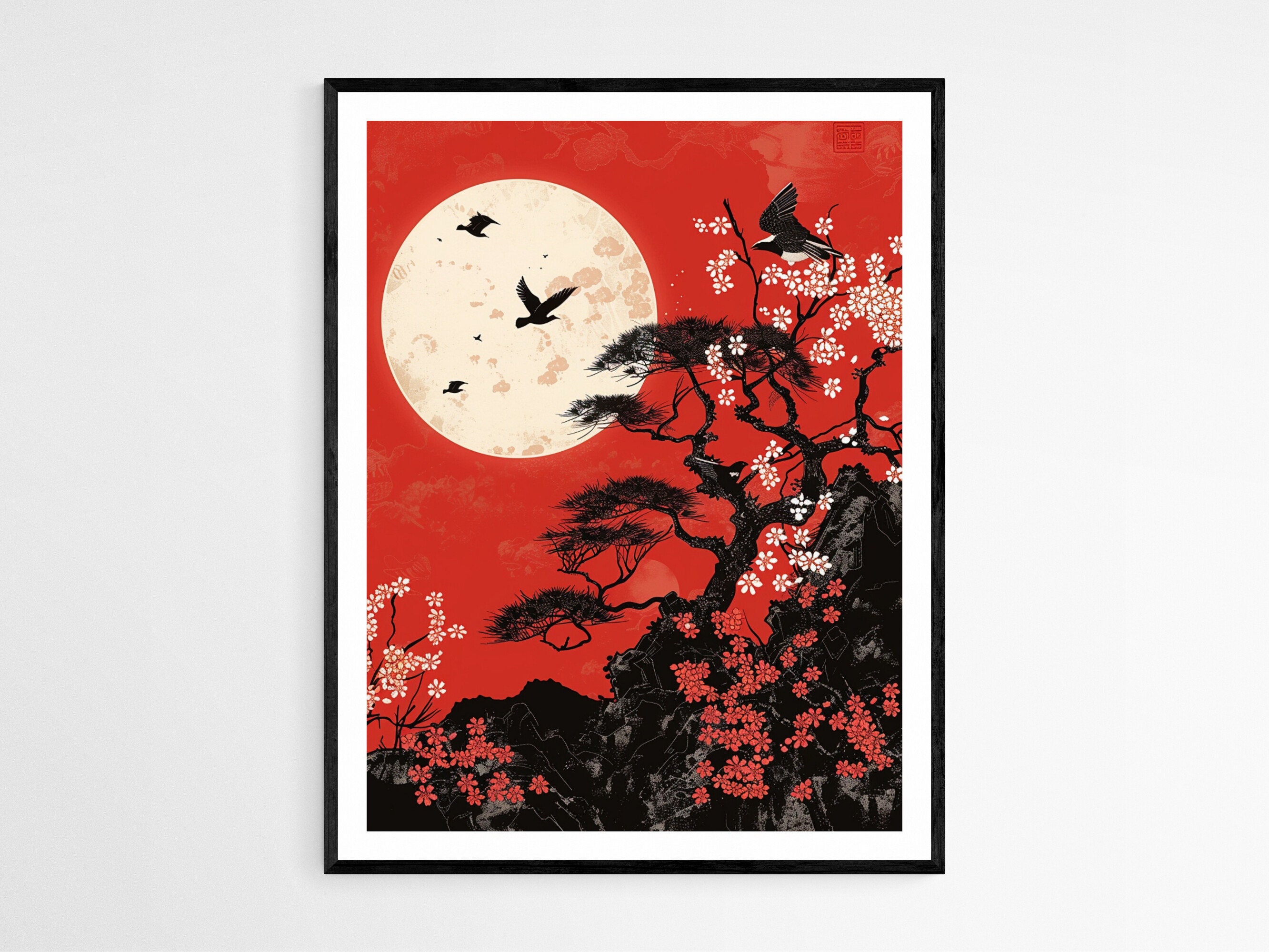 Hanafuda Art Print, Japanese Sakura Imagery - Etsy