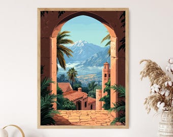 Moroccan Window With Mount Toubkal and Desert Village, Sacred