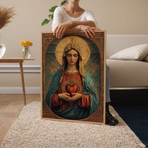 Immaculate Heart of Mary Art Print: Gold Leaf Madonna Catholic Wall ...