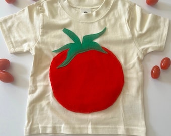 Plush Tomato Tee-100% Soft Natural Cotton-Can Be Personalized w/ Birthday Number or Initial-Eat Your Vegetables-Farm-Soft and Furry