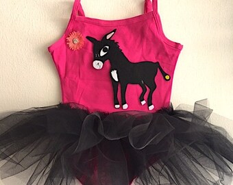 Donkey Leotard tutu Dress-Ranch Themed Birthday Outfit-Barnyard Birthday Outfit-Donkey Dress-Donkey Tutu