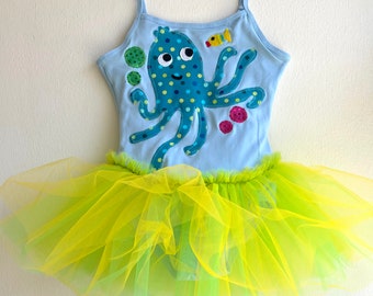 Girls Octopus Dress - Octopus Leotard Tutu - Octopus Costume - Under the Sea Party-Beach Party Dress-Aquarium Party-